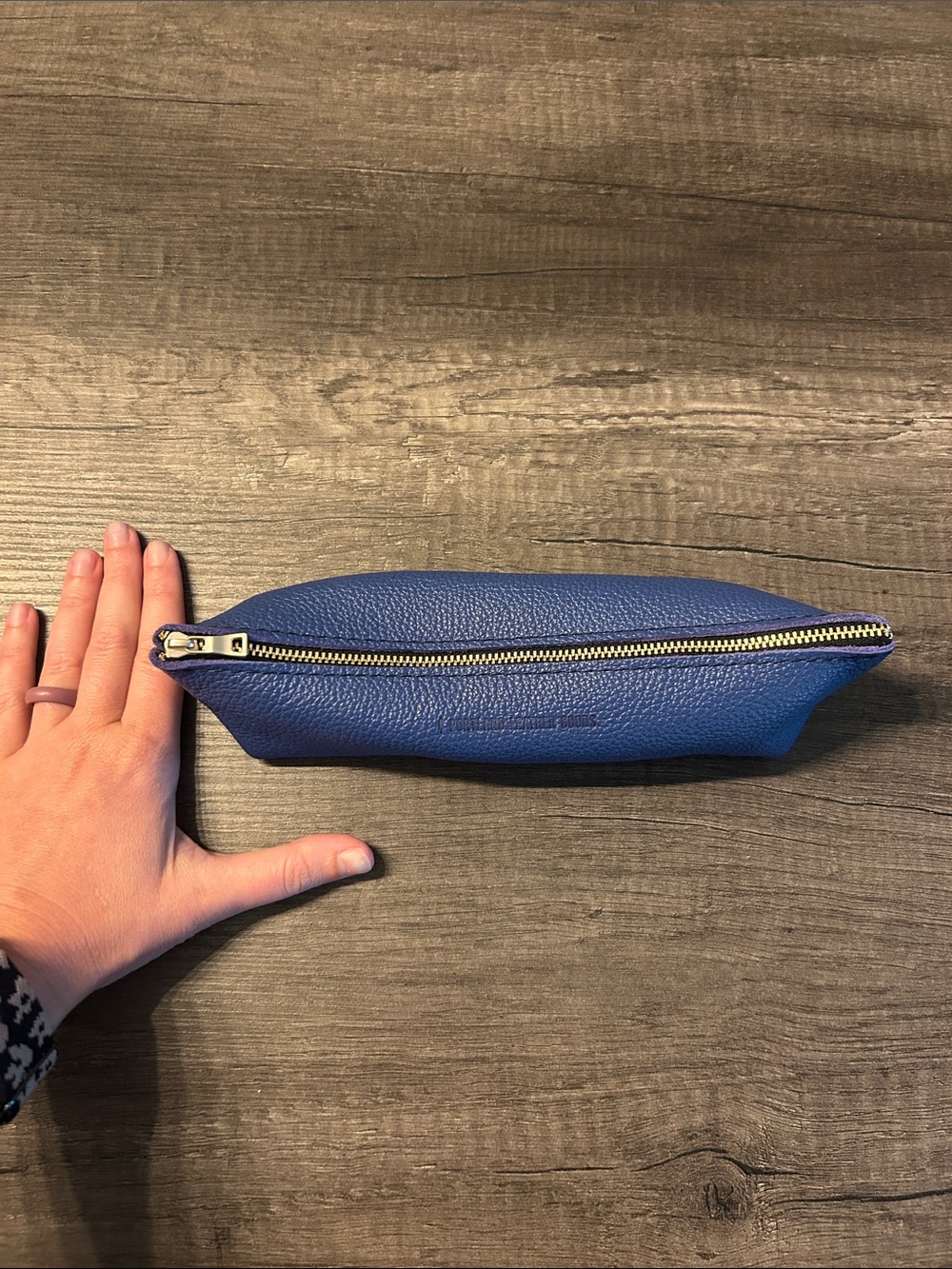 Portland Leather Astro Blue Pebbled Leather Zip Pouch